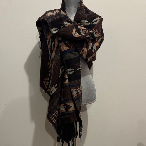 Southwestern Geometric Patterned Scarf / Shawl 76” x 28” - Picture 2 of 4